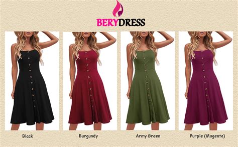 Berydress Womens Casual Beach Summer Dresses Solid Cotton Flattering A