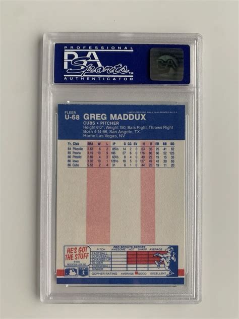 Fleer Update U Greg Maddux Rc Psa Gem Mint Rookie Hof Ebay