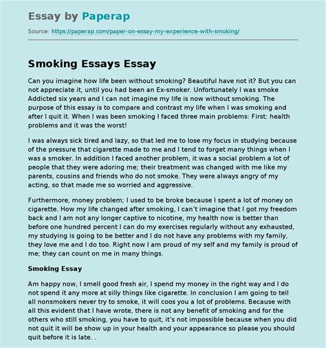 Smokings Essay Example