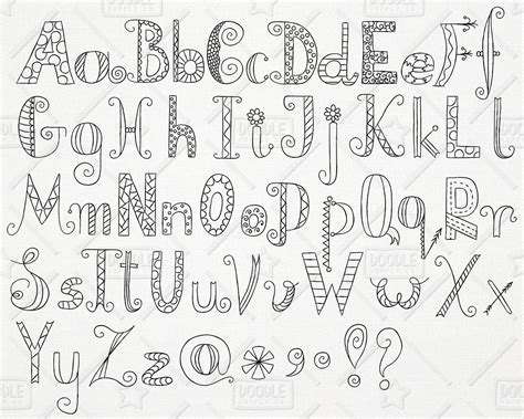 Doodle Alphabet Alphabet Clipart Hand Lettering Alphabet Fonts
