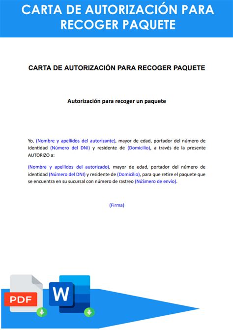 Ejemplo De Carta De Autorizaci N Para Recoger Un Paquete La Ejemplopedia