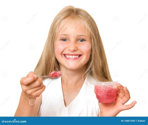 Little Girl Eating Jelly Stock Photo Image Of Eating 16801340