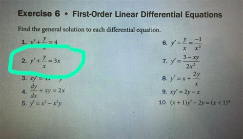 Solved Exercise 6 First Order Linear Differential