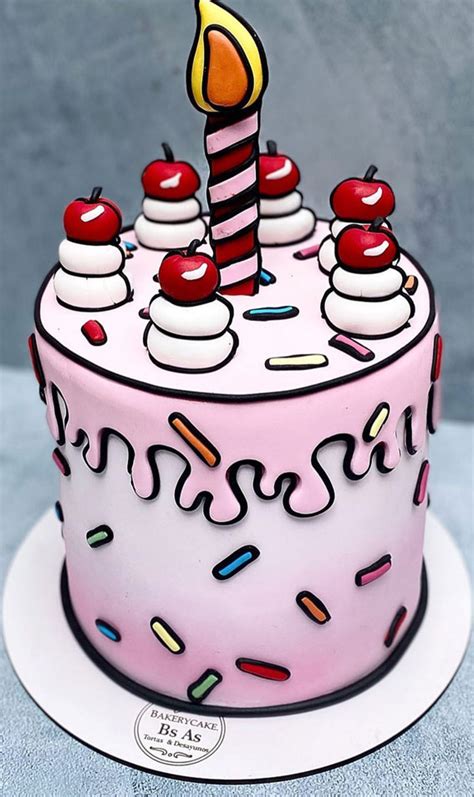 30 Cute Comic Cakes For Cartoon Lovers Ombre Pink Cake Sprinkles
