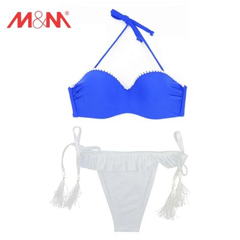 Mandm Bikinis Women 2018 New Summer Sexy Push Up Solid Or Print Bikini Set Low Waist Swimwear