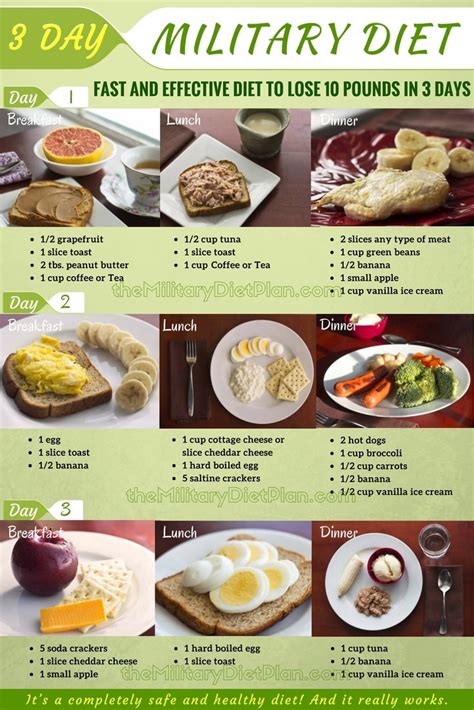 Military 3 Day Diet Meal Plan