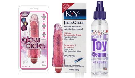 Glow Dicks Molly Glitter Vibrator Pink And Anti Bacterial Toy Cleaner 4 3oz And A K Y Jelly