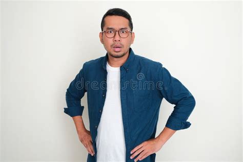 Adult Asian Man Showing Shocked Expression With Both Hand On His Waist Stock Image Image Of
