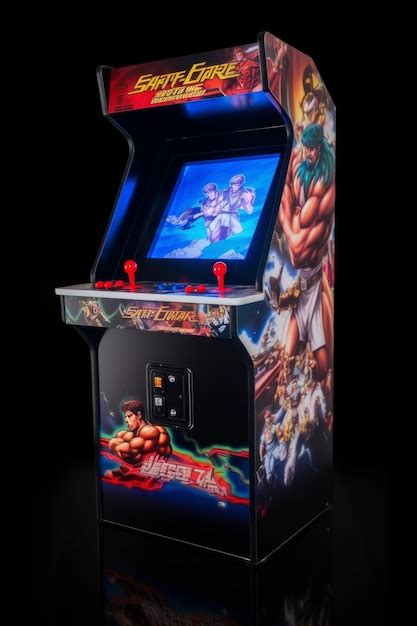 Premium Ai Image A Holographic Street Fighter Arcade Game Machine