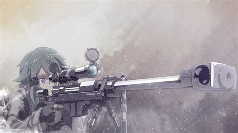 Sinon Gun Gale Online 2 Sniper Rifle Anime Girl Wallpaper