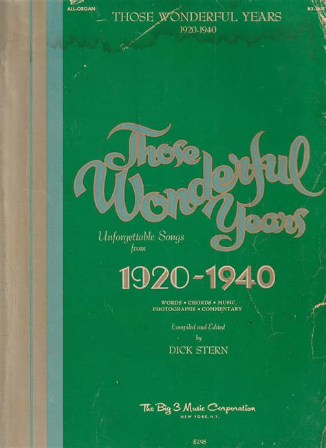 Those Wonderful Years 1920 1940 Songbook Reverb