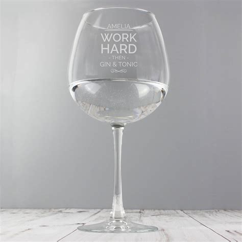 Personalised Work Hard Then Whole Bottle Of Wine Glass By Blackdown Lifestyle
