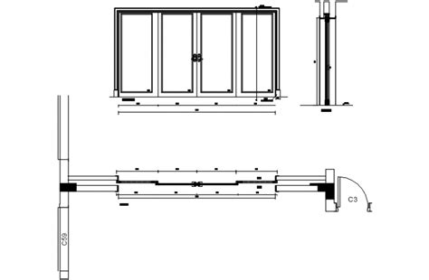 Sliding Door Main Elevation And Installation Drawing Details Dwg File