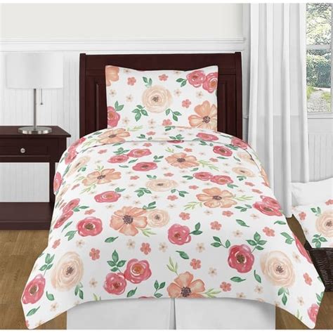 Sweet Jojo Designs Peach and Green Shabby Chic Watercolor Floral