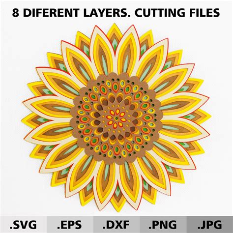 3d Mandala Svg Sunflower Svg File Layered Mandala Svg Paper Etsy Images