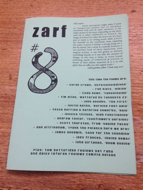 Zarf 8 Is Here For Summer 2017 With All The Zarf Poetry