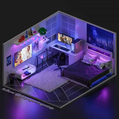 Cozy💜 Video Game Room Design Modern Bedroom Design Bedroom Setup