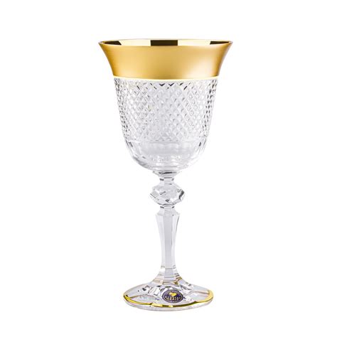 Red Wine Crystal Glasses Spt Gold Design 220ml Bohemia Crystal Original Crystal From Czech