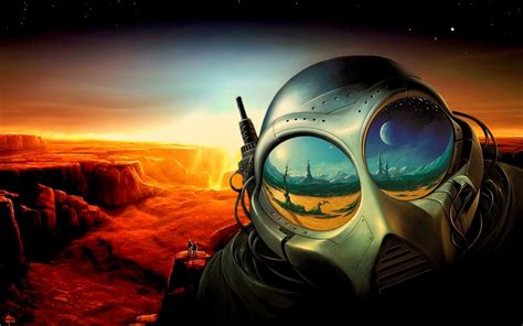 Wallpaper Illustration Planet Futuristic Space Art Helmet