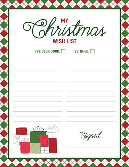 printable christmas list templates  craft eat