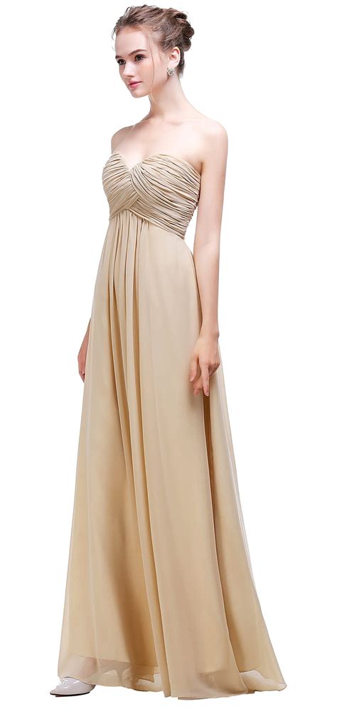 Esvor Sweetheart Bridesmaid Chiffon Prom Dress Long Evening Gown Champagne 8 Click Photo For