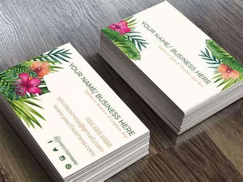 tropical floral business card template business cards floral tropical