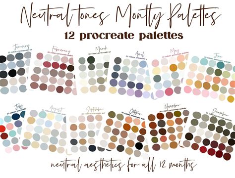 Monthly Neutrals Procreate Color Palettes Ipad Procreate Swatches