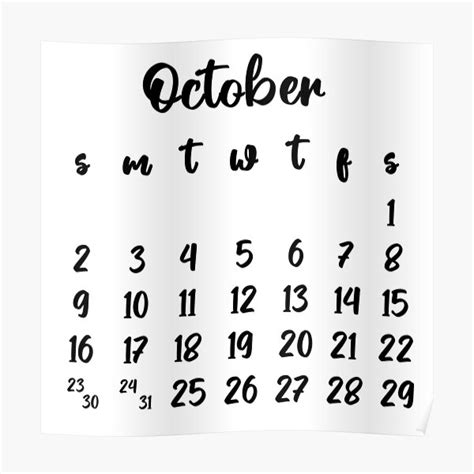 October Bullet Journal Calendar Month 2022 Poster For Sale By