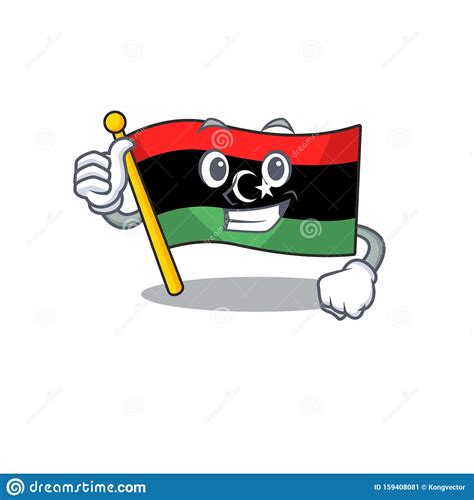 Thumbs Up Flag Libya Cartoon Isolated The Mascot Stock Vector