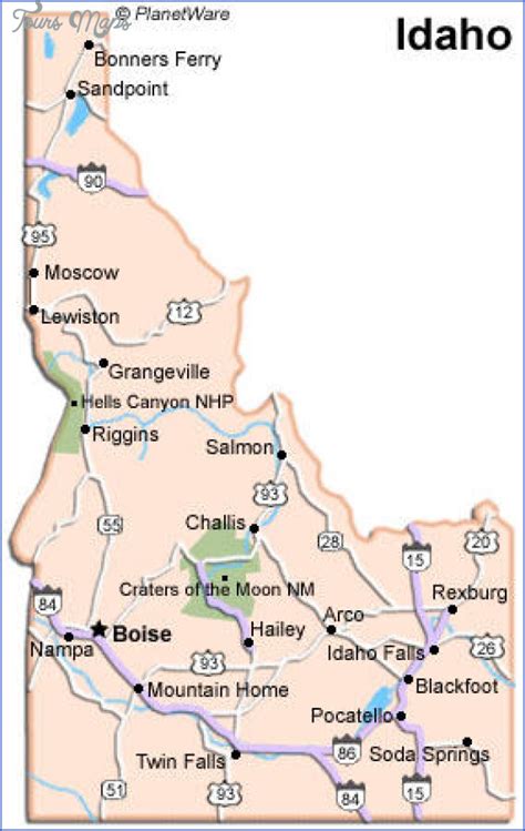 Idaho Map Tourist Attractions