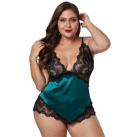 Fashion Lace Cups Silky Satin Mature Women Sexy Chemise Plus Size