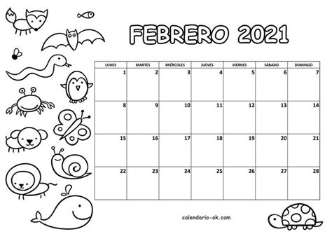 Plantilla Febrero 2021 Para Colorear Plantilla Calendario Calendario Plantilla De Calendario