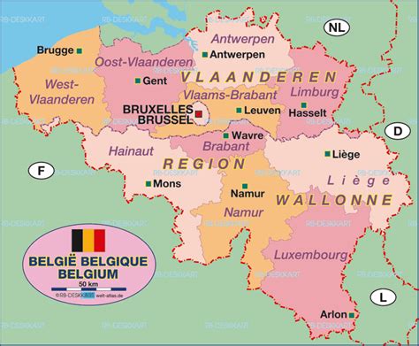 Map Of Belgium Politically Country Welt Atlas De