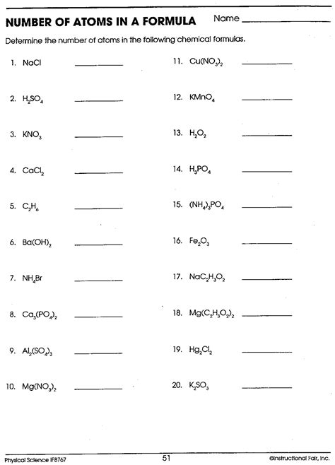 One formula unit of sodium the modern periodic table is arranged in order of increasing atomic number instead. NEW 18 COUNTING ATOMS IN COMPOUNDS WORKSHEET WITH ANSWERS ...