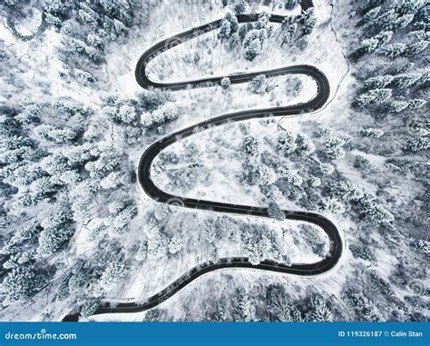 Winding Road In The Mountains In Winter Time Stock Image Image Of