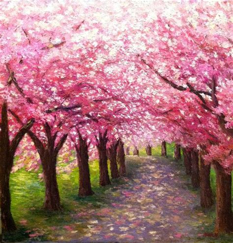 Cherry Blossom Path Original Oil Painting Painting Pinterest