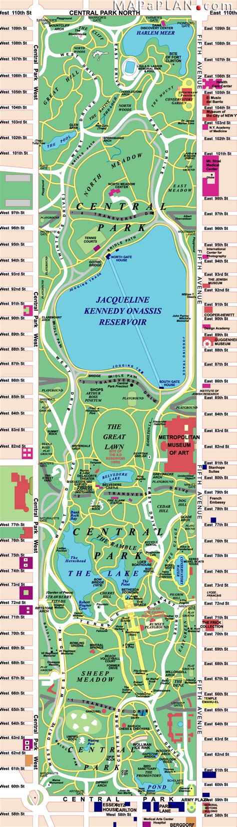 Central Park Favourite And Free Destination Spots New York Map