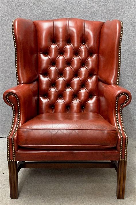 Wing back chairs are illustrious by the obtrusiveness panels or from wings on the back, which served the a leather wing back block is elegant and timeless. Georgian Style Leather Winged Armchair in 2020 | Winged ...