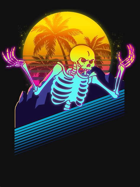 Retro Vaporwave Spooky Scary Skeleton Meme T Shirt By Happymonkeytees