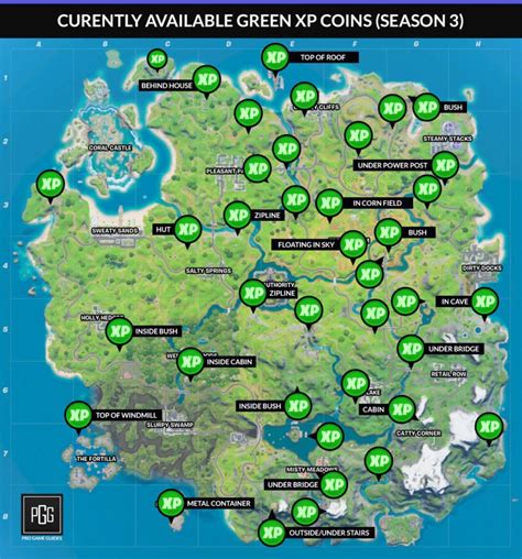 Check out fortnite letter locations! Fortnite Season 3 XP Coin Locations - Maps for All Weeks ...