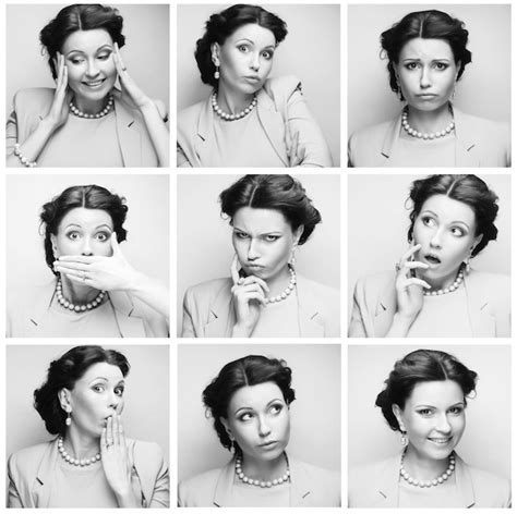 Premium Photo Woman Face Expressions Composite