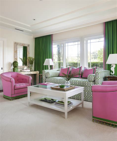 Bold Green And Pink Living And Bedroom Interiors By Color