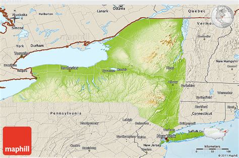 Physical 3d Map Of New York Shaded Relief Outside