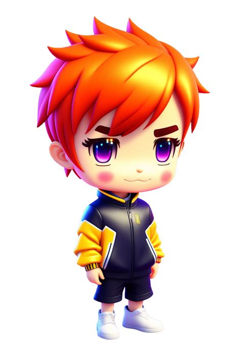 3d Cute Anime Chibi Style Boy Character Isolated On Transparent