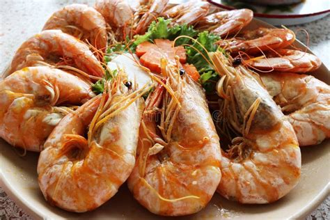 Grilled Shrimps Steak Shrimp Delicious Food Of Thailand Stock Image