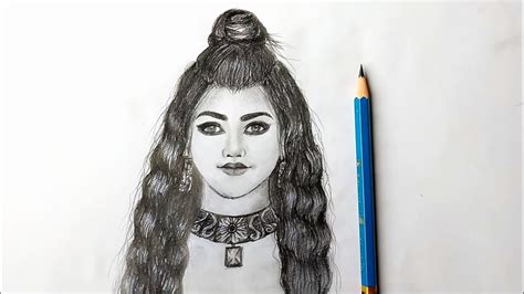 How To Draw A Girl With Beautiful Hair Pencil Sketch How To Draw