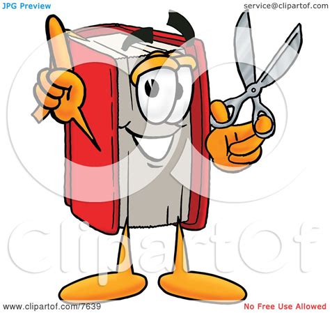 Clipart Picture Of A Red Book Mascot Cartoon Character Holding A Pair