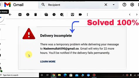 Mail Delivery Sub System Gmail Problem Delivery Incomplete Gmail