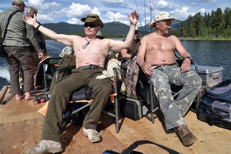 Bare Chested Vladimir Putin Poses For Macho Holiday Snaps While On Camping Trip To Siberia