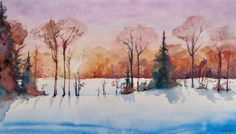 Winter Sunrise Painting By Geni Gorani Artmajeur